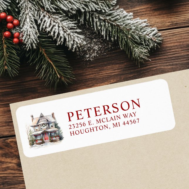Adresse de retour de maison de Noël festive (Créateur téléchargé)
