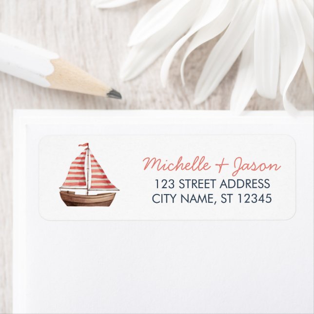 Adresse de retour de mariage à l'ancre nautique bl (En situation)