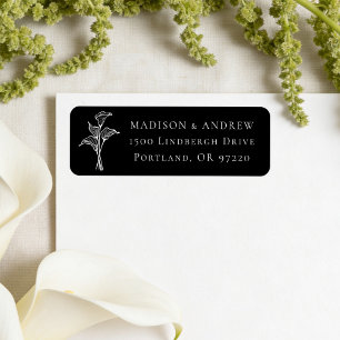 Adresse de retour de mariage au lys calla noir cla