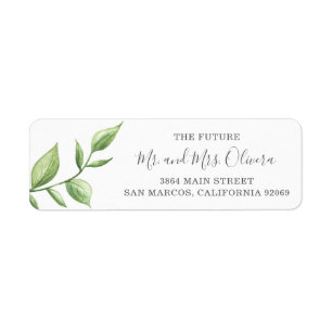 Adresse de Retour de Mariage au Motif Fleuri Aquar