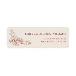 Adresse de retour de mariage aux marguerites en te