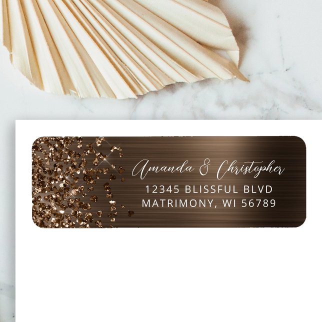 Adresse de retour de mariage avec paillettes métal (Créateur téléchargé)