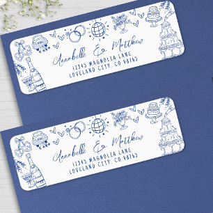 Adresse de Retour de Mariage Bleue Fantaisiste Des
