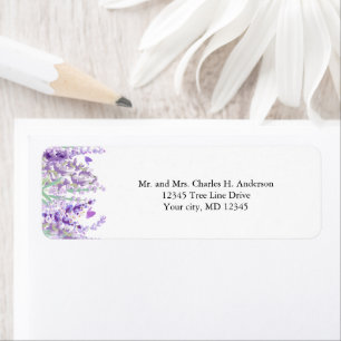 Adresse de retour de mariage botanique florale lav