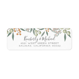Adresse de retour de mariage botanique heureux de