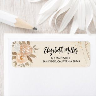 Adresse de retour de mariage élégant floral d'auto