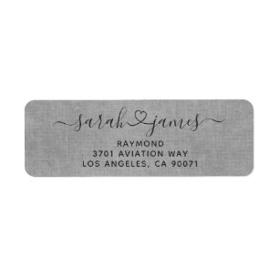 Adresse de retour de mariage Élégant Gris Uni Par