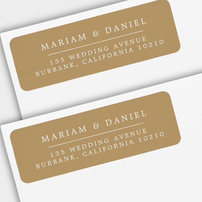 Adresse de retour de mariage élégante simple en or (Créateur téléchargé)
