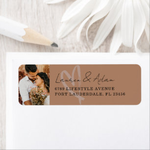 Adresse de retour de mariage en terre cuite rustiq