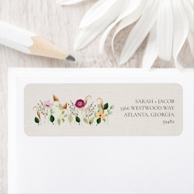 Adresse de Retour de Mariage Fleurs Sauvages Fanta (En situation)