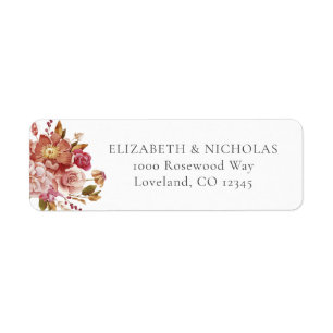 Adresse de Retour de Mariage Floral Aquarelle Élég