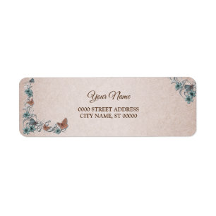 Adresse de retour de mariage floral argent sarcell