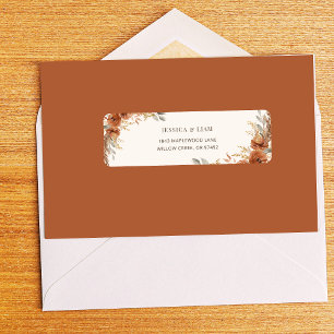 Adresse de retour de mariage floral automnal en te