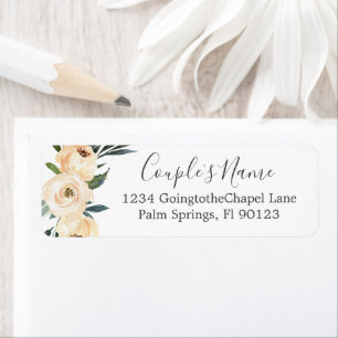 Adresse de retour de mariage Floral Beige Blanc