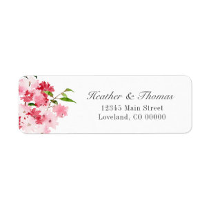 Adresse de retour de mariage floral rose rouge aqu