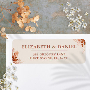 Adresse de retour de mariage floral rustique d'aut