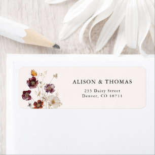 Adresse de retour de mariage florale Boho automnal