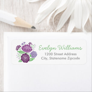 Adresse de Retour de Mariage Florale Violette Fant