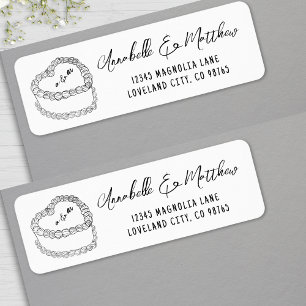 Adresse de Retour de Mariage Gâteau Vintage Dessin