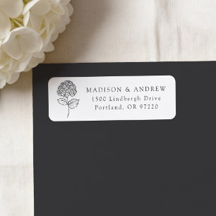 Adresse de Retour de Mariage Hydrangea au Charbon 
