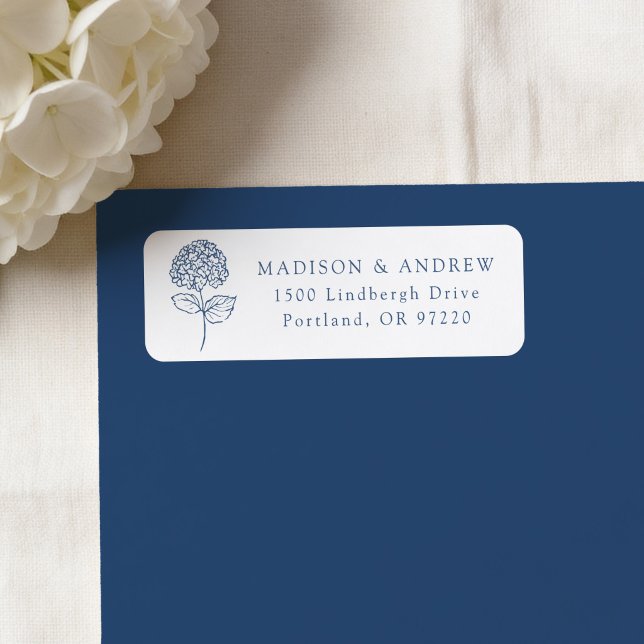 Adresse de Retour de Mariage Hydrangea Navy Classi (Créateur téléchargé)