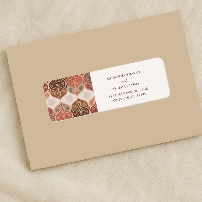 Adresse de retour de mariage islamique Nikkah élég (Elegant Nikkah Islamic Wedding Return Address Label)