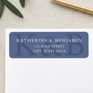 Adresse de retour de mariage minimaliste bleue mod