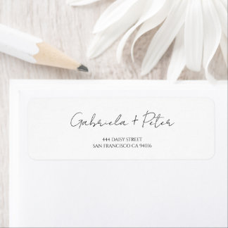 Adresse de Retour de Mariage Minimaliste Noir & Bl