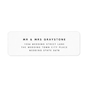 Adresse de retour de Mariage minimaliste simple