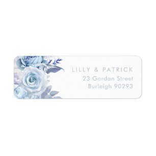 Adresse de retour de mariage moderne bleu poussiér