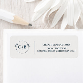 Adresse de Retour de Mariage Monogramme Classique 