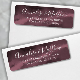 Adresse de Retour de Mariage Rouge Minimaliste Élé