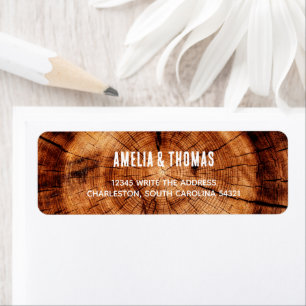 Adresse de Retour de Mariage Rustique en Tranche d