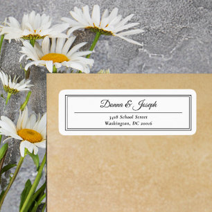 Adresse de Retour de Mariage Simple Classique Blan