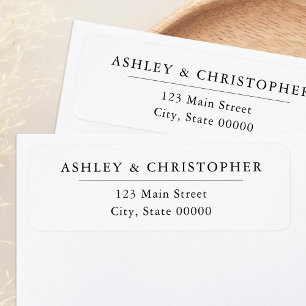 Adresse de Retour de Mariage Simple Élégant Blanc