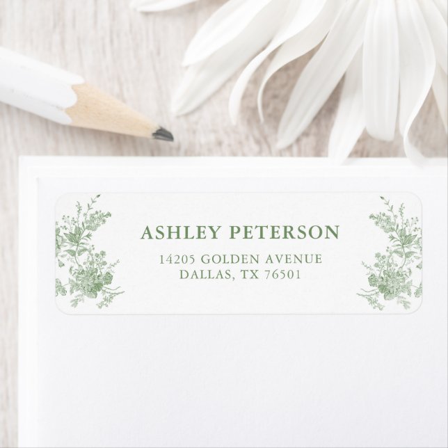 Adresse de retour de mariage toile victorienne ver (En situation)