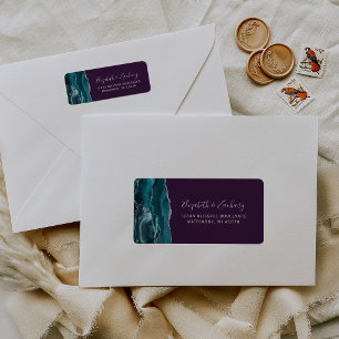 Adresse de Retour de Mariage Turquoise Argent Agat