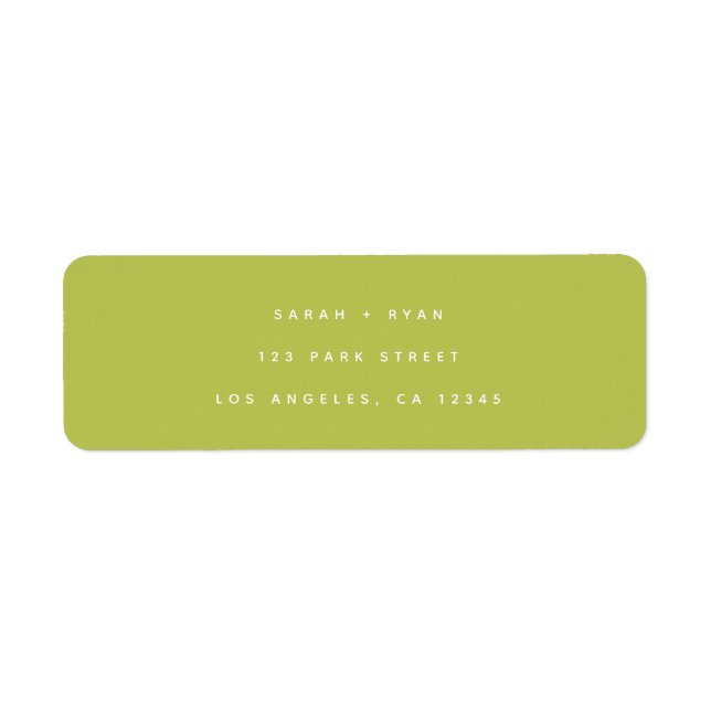 Adresse de retour de mariage vert citron moderne (Devant)