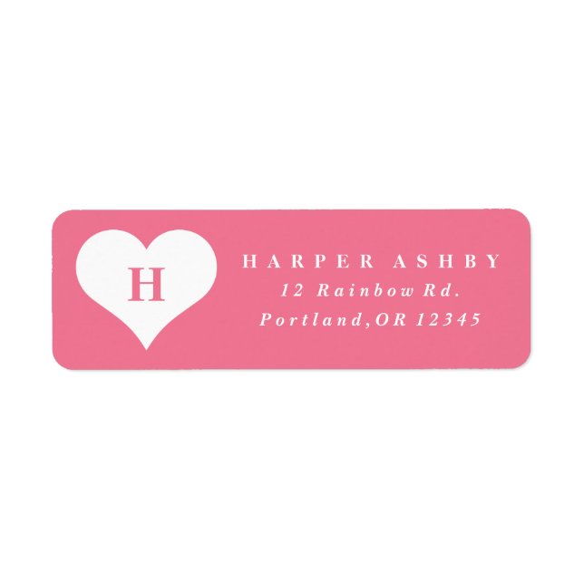Adresse de retour de Monogram Heart Pink (Devant)