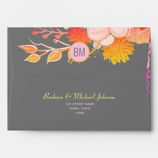 Adresse de retour de monogramme 5x7 Enveloppe (Dos (Haut rabat))