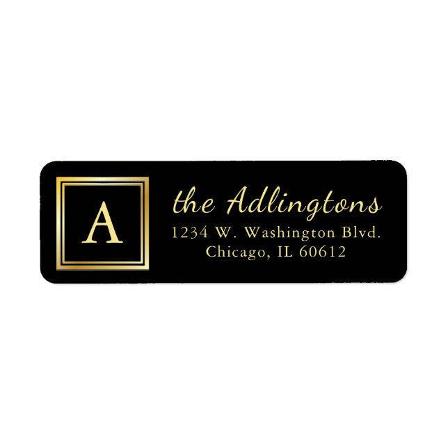 Adresse de retour de monogramme chic élégant de (Devant)