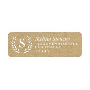 Adresse de retour de monogramme de guirlande de