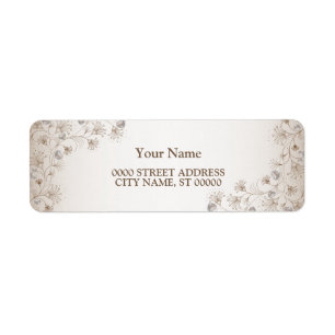 Adresse de retour de motif de cœur floral bronzage