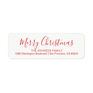 Adresse de retour de Noël chic moderne de vacance