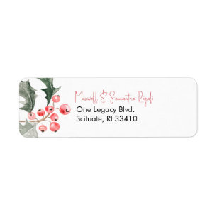 Adresse de retour de Noël Label Holly & Berries