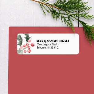 Adresse de retour de Noël Label Holly & Berries