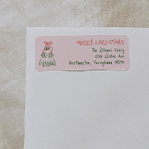 Adresse de retour de Noël rose Vintage tiré à la m