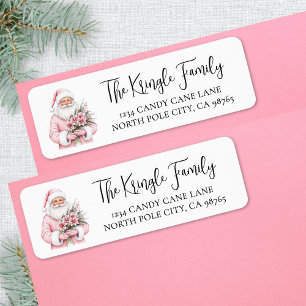 Adresse de retour de Noël Santa rose