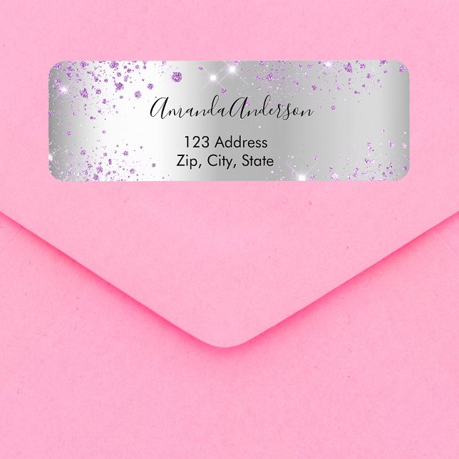 Adresse de retour de parties scintillant violet ar (Créateur téléchargé)
