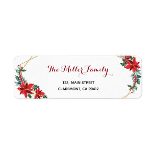Adresse de retour de poinsettia de carte de